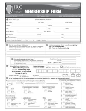 Illinois Reading Council Membership Form