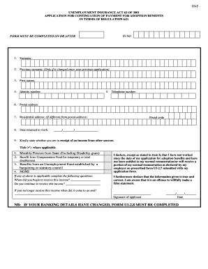 Unemployment Insurance Adoption Benefits Application