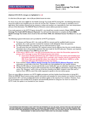 Form 8885 Health Coverage Tax Credit