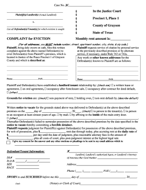 Texas Eviction Complaint Form