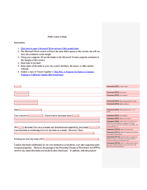 Public Letter to Bank