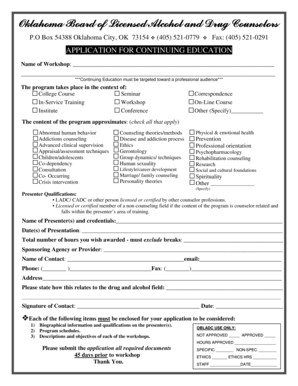 Oklahoma Continuing Education Application