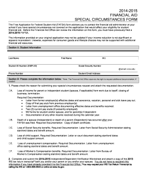 Special circumstances form - 2014-2015 FINANCIAL AID SPECIAL CIRCUMSTANCES FORM - jtcc