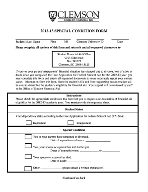 2012-13 Special Condition Form
