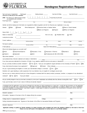 University of Florida Nondegree Registration Request