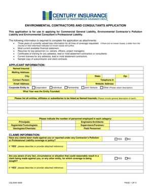 Environmental Contractors and Consultants Application