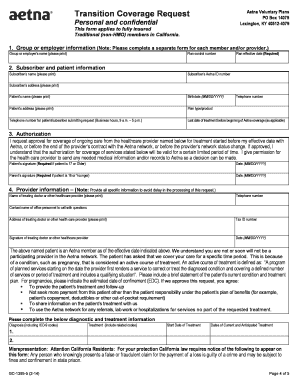 Aetna Transition of Care Coverage Request Form