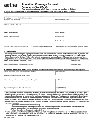 Aetna Transition-of-Care Coverage Request Form