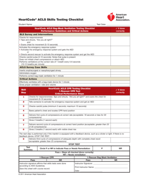 HeartCode ACLS Skills Testing Checklist