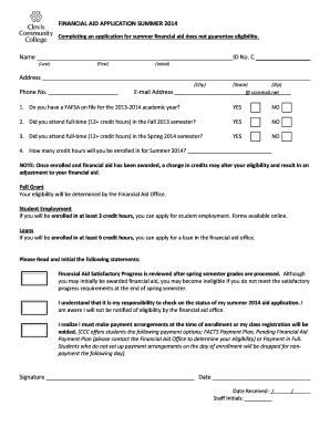 Summer Financial Aid Application