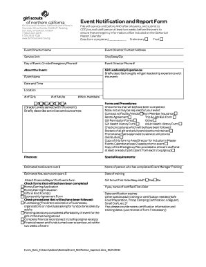 Girl Scouts Event Notification and Report Form