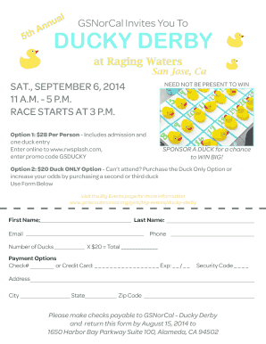 GSNorCal Ducky Derby Registration Form