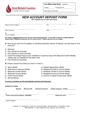 New Account Deposit Form
