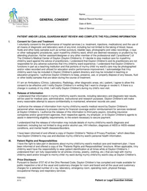 General Consent Form for Medical Care and Treatment