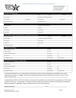 American Health Network General Consent and Financial Agreement