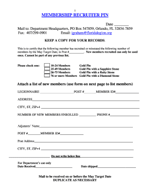 Membership Recruiter Pin Application