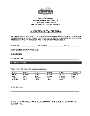 Cutler Bay Inspection Request Form