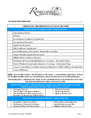 Ancillary Provider Credentialing Application