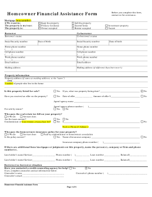 Homeowner Financial Assistance Form