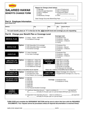 Salaried Benefits Change Form