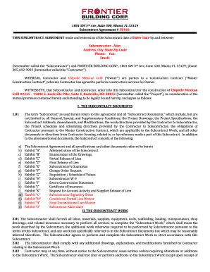 Subcontract Agreement for Construction Work