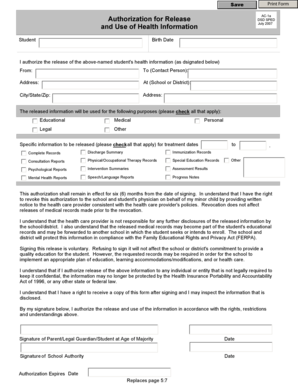 Authorization for Release of Health Information