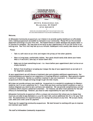 Milwaukee Community Acupuncture Patient Forms