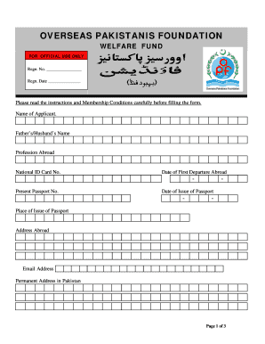 Overseas Pakistanis Foundation Membership Form
