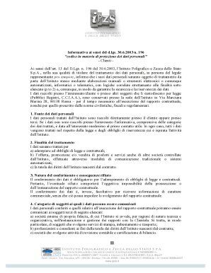 Informativa ai sensi del d.lgs. 30.6.2003 n. 196