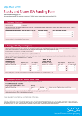 Saga Share Direct Stocks and Shares ISA Funding Form