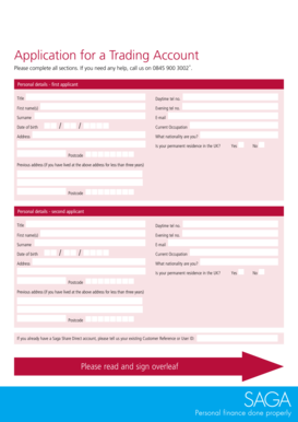 UK Trading Account Application Form