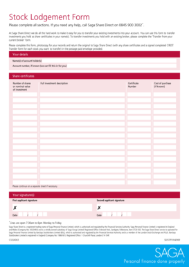 Stock Lodgement Form