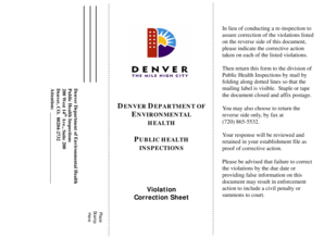 Denver Public Health Violation Correction Form