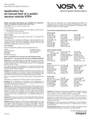 VTP4 Application for Public Service Vehicle Annual Test