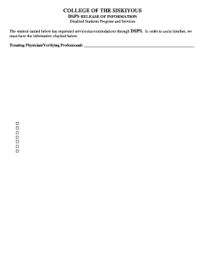 DSPS Release of Information Form