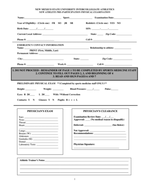 New Mexico State University Pre-Participation Physical Examination