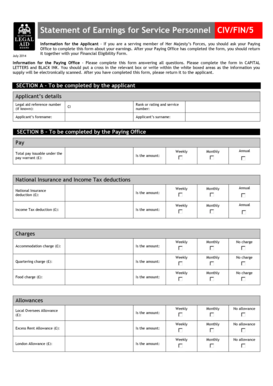 Statement of Earnings for Service Personnel