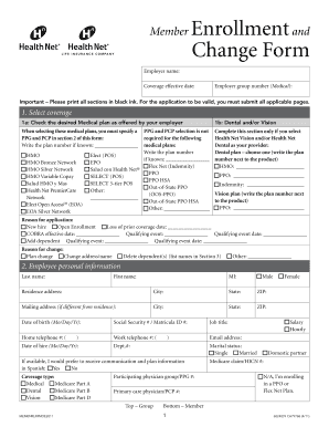 Health Net Member Enrollment and Change Form