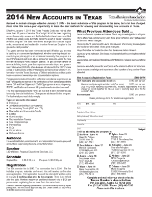 Texas New Accounts Registration Form
