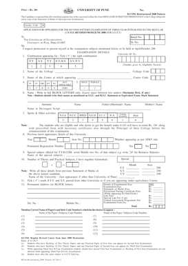 University of Pune B.Com Examination Application Form