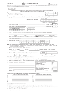 University of Pune F.Y.B.Com Examination Application