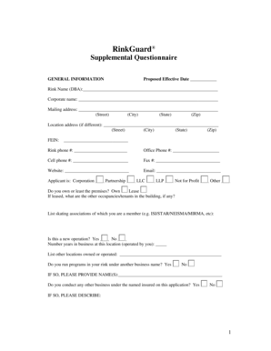 RinkGuard® Supplemental Questionnaire