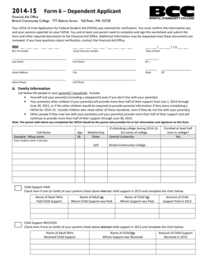 2014-15 Form 6 – Dependent Applicant Verification