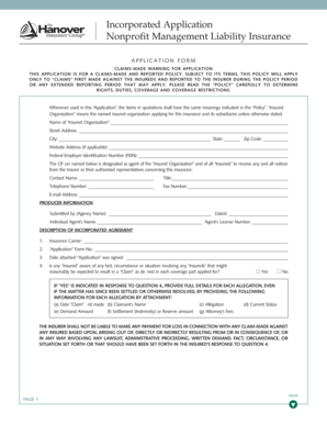 Nonprofit Management Liability Insurance Application