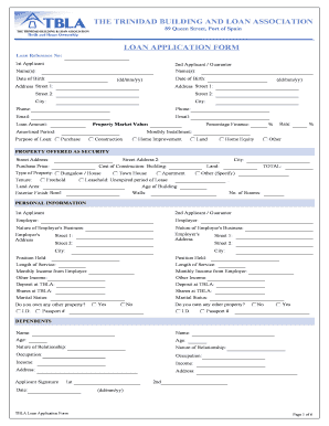 Trinidad Building and Loan Association Loan Application Form