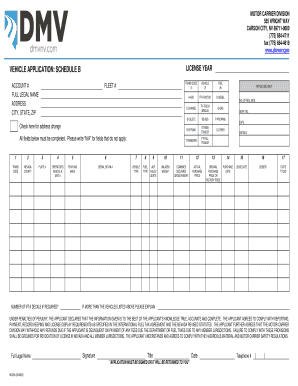 Nevada Schedule B License Vehicle Application