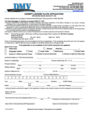 Nevada Exempt License Plate Application
