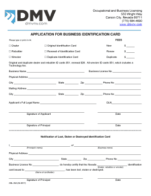 Nevada Business Identification Card Application