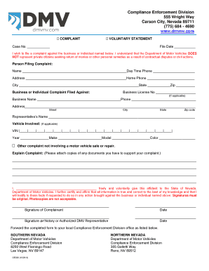 Printable med surg nursing report sheet - CED 20 - Compliance Enforcement Complaint Form - Nevada ... - dmv nv