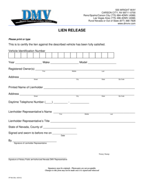 Nevada Lien Release Form
